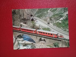 AK Bahn in der Schöllenen Autos Militär