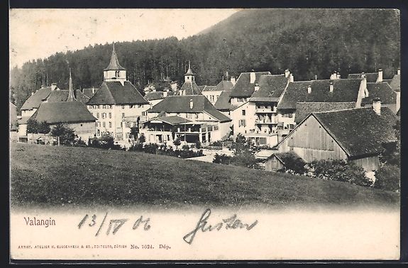 Cartoline postali: AK Valangin, Ortsansicht, 1906 – Usato da Berlin venduto da bartko-reher