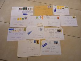 Collection de 12 enveloppes de France, toutes oblitérées