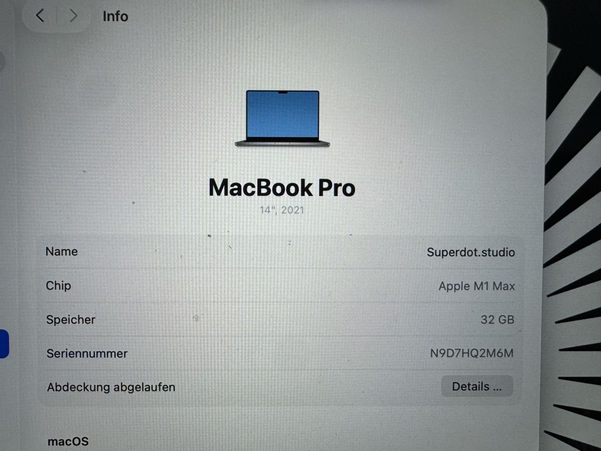 Apple Notebook: MacBook Pro 14" M1 Max 32GB | Nur 153 Zyklen – Usato da Basel venduto da vizbiz 4