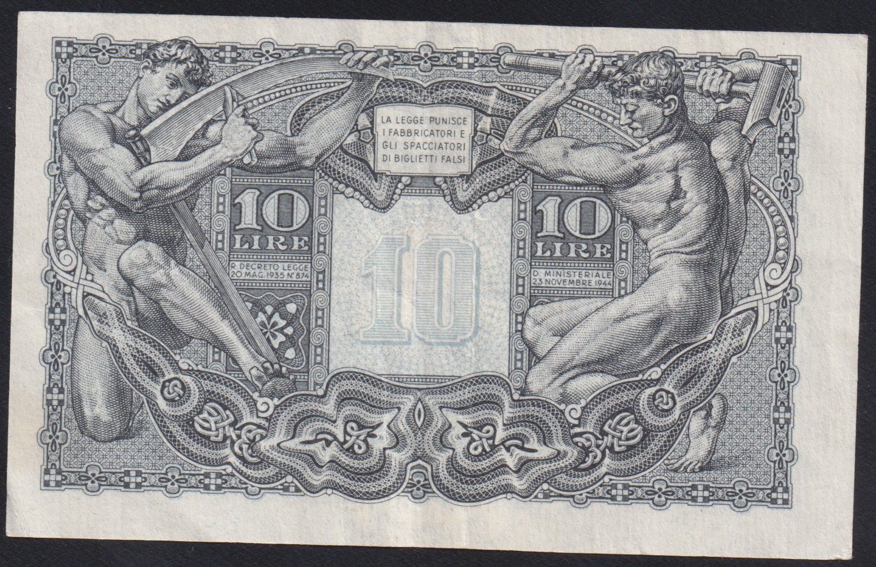 Banconote: Italien 10 Lire 1944 – Usato da Brugg AG venduto da banknoten_muesli 1
