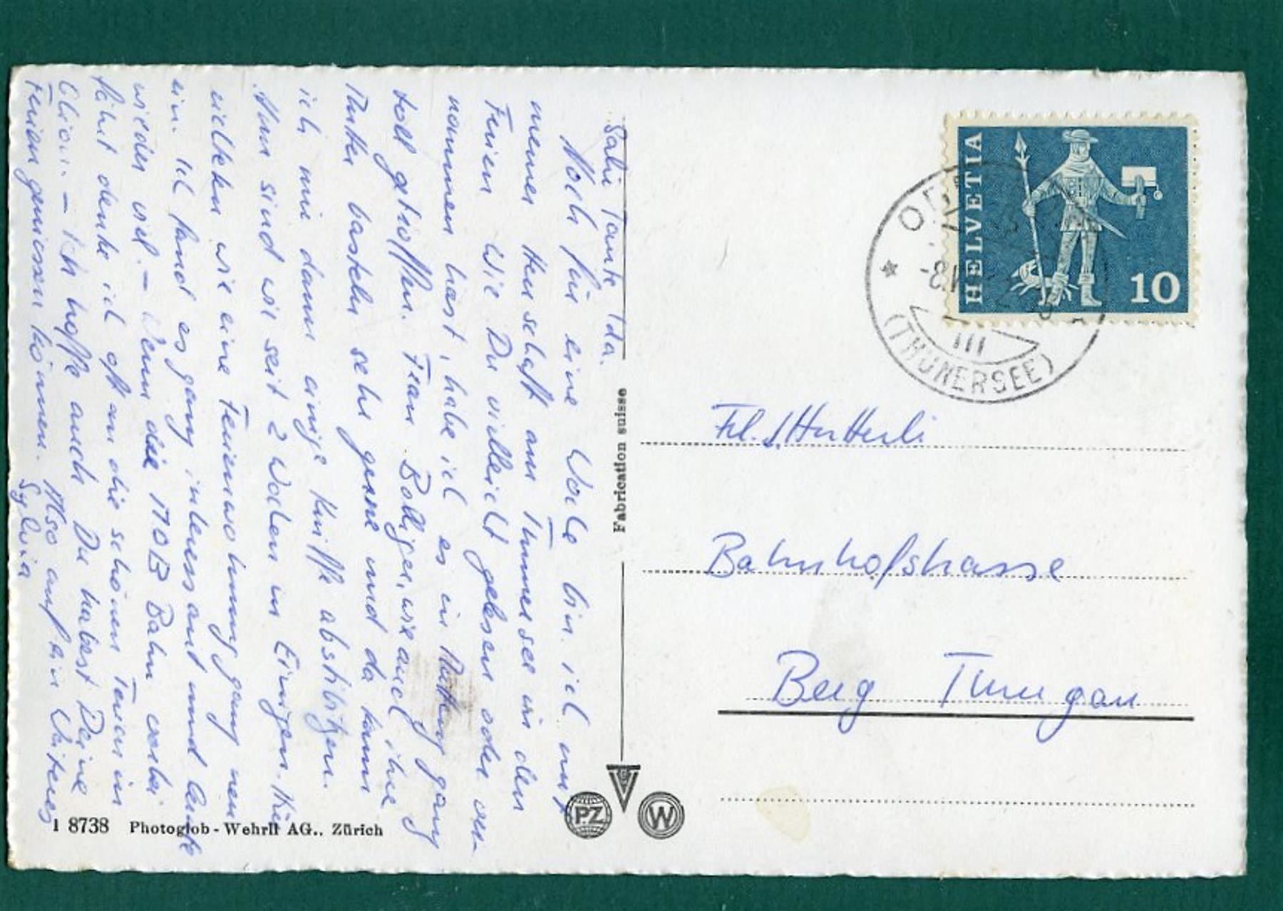 Cartoline postali: Kirche Einigen am Thunersee, 1962, gelaufen – Usato da Sargans venduto da Hausi1951 1