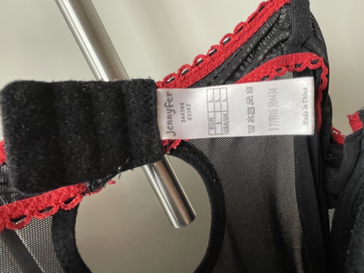 Vestiti: Schwarzes Dessous Kleid mit roten Details – Usato da Biberstein venduto da koempossible 1