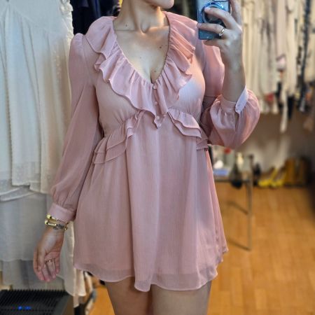 ZARA Kleid Puderrosa Rüschen M Romantisch Elegant