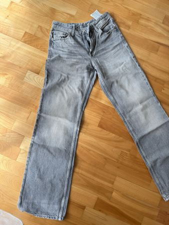 Zara Jeans mittelhoher Bund - Graue Wide Leg Jeans - Gr. 36