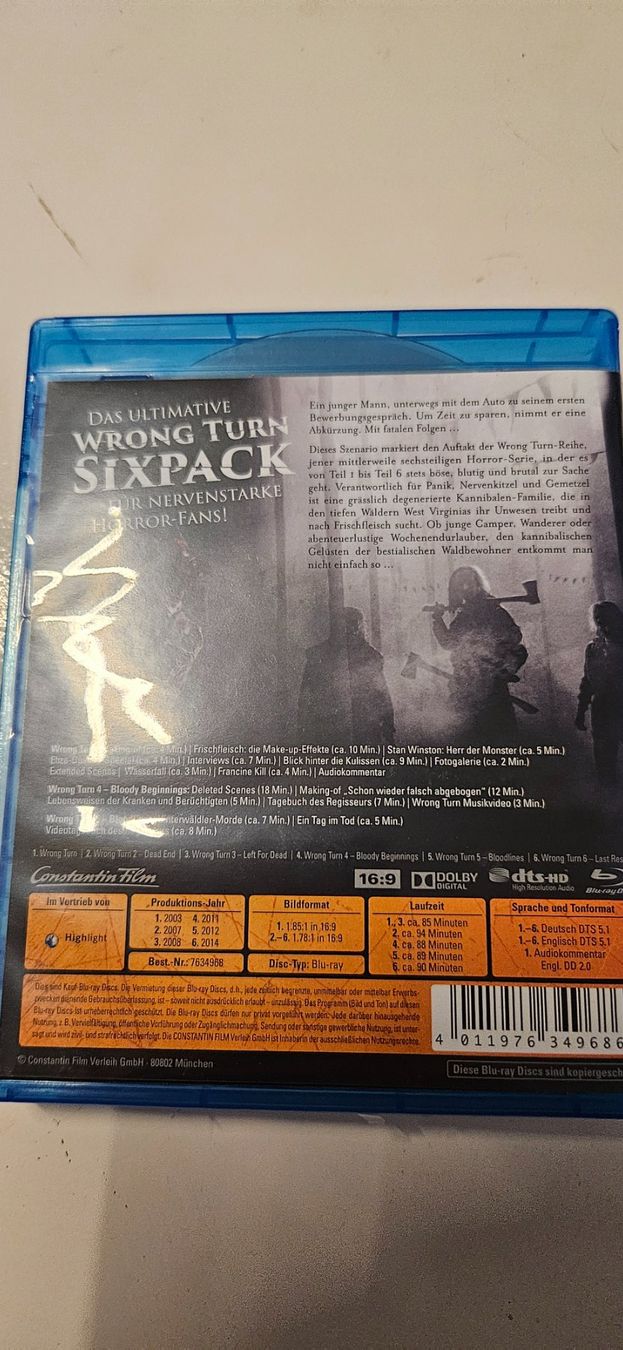 Tutti i DVDs: Wrong turn 1-6 collection – Usato da Basel venduto da Jan_04 1