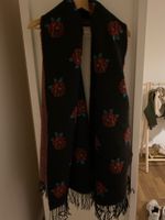 Wendbarer Schal mit Rosenmuster schwarz/rosa