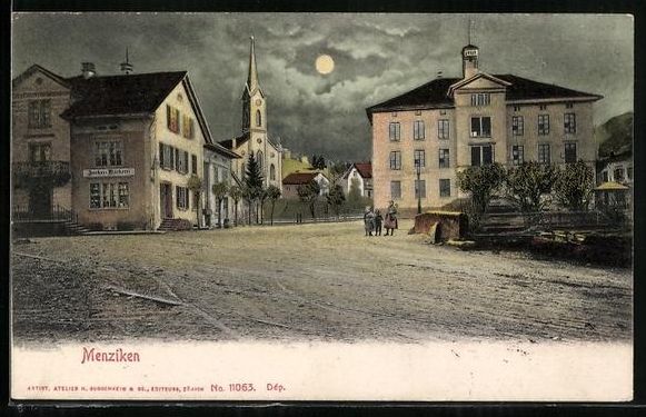 Cartes postales: Menziken, Strassenpartie mit Buchdrucker – D'occasion à Berlin par bartko-reher