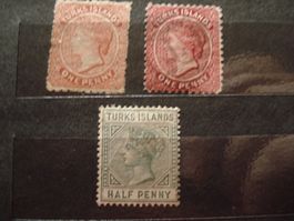 3 uralte Marken Turks Islands, *