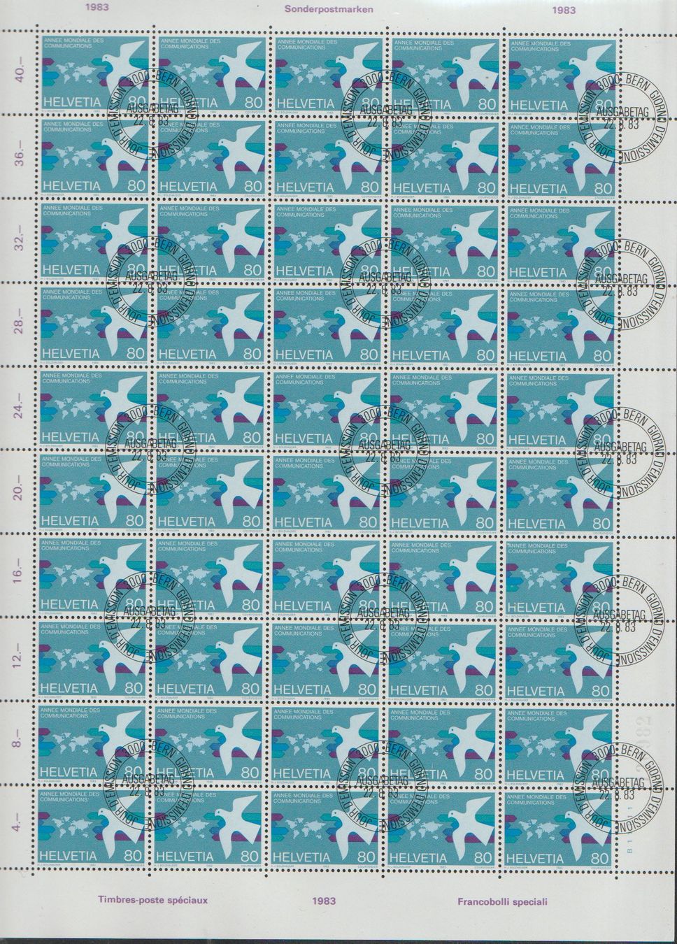 Alle Briefmarken: Timbres-poste spéciaux 1983 Bern 4 feuilles – Gebraucht aus Crans-Montana von kira56 2