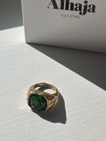 Bague ALHAJA plaqué or 18kt et zirconia vert