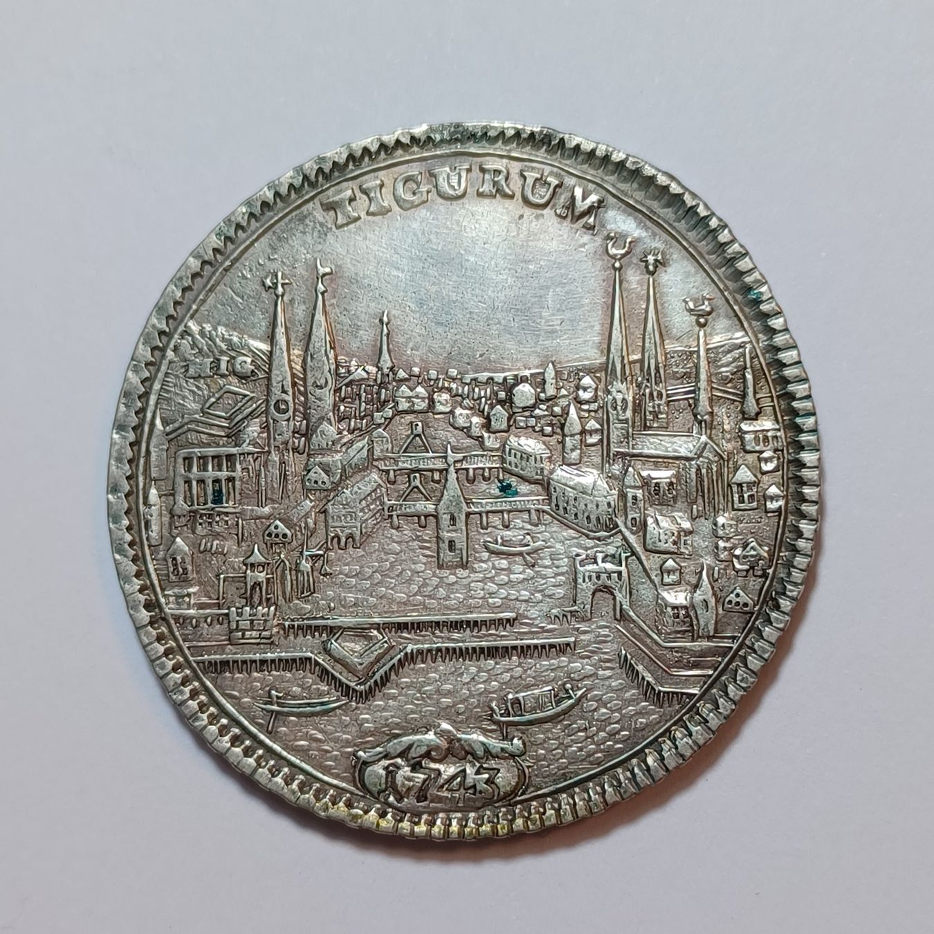 Alle Münzen: 1/2 Taler 1743 Zürich – Gebraucht aus Pfäffikon ZH von Schweizer_Muenzen