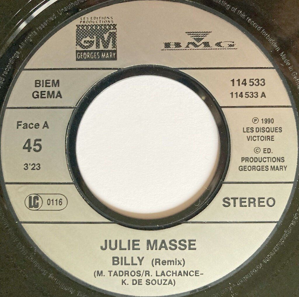 Dischi in vinile: JULIE MASSE - BILLY – Usato da Bottens venduto da hotter-than-hell 2