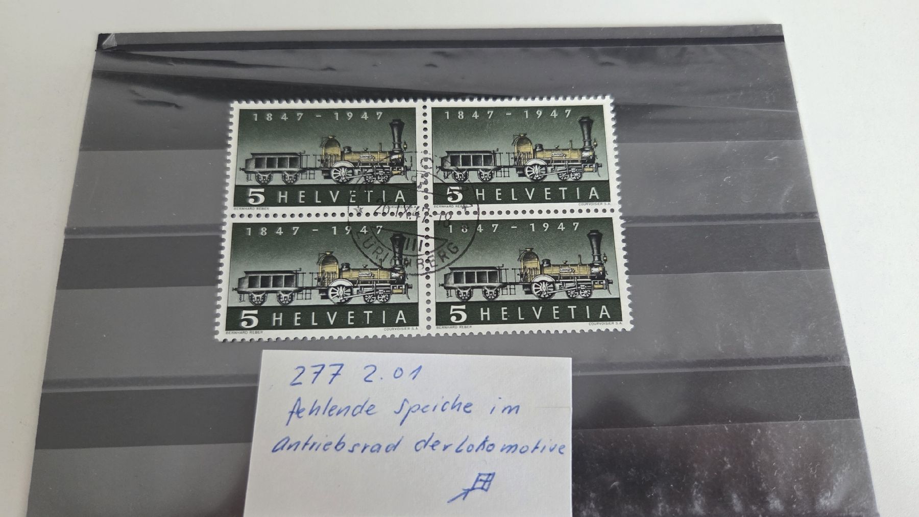 Tutti i francobolli: 1947 4er Block Abart Fehlende Speiche – Usato da Arni AG venduto da Moth68