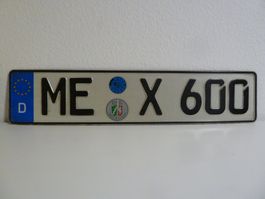 Nummernschild / Kfz-Kennzeichen Deutschland ME X 600 mit EU