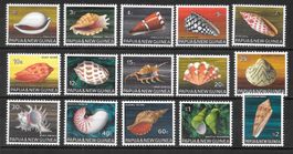 Papua Neuguinea Serie 139 - 153 Schnecken Muscheln ** 1968