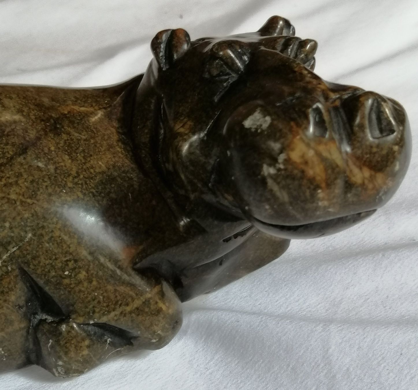 Statuette: Nilpferd liegend - handgeschnitzt - Stein / Speckstein – Usato da Oberriet SG venduto da Atir47 5