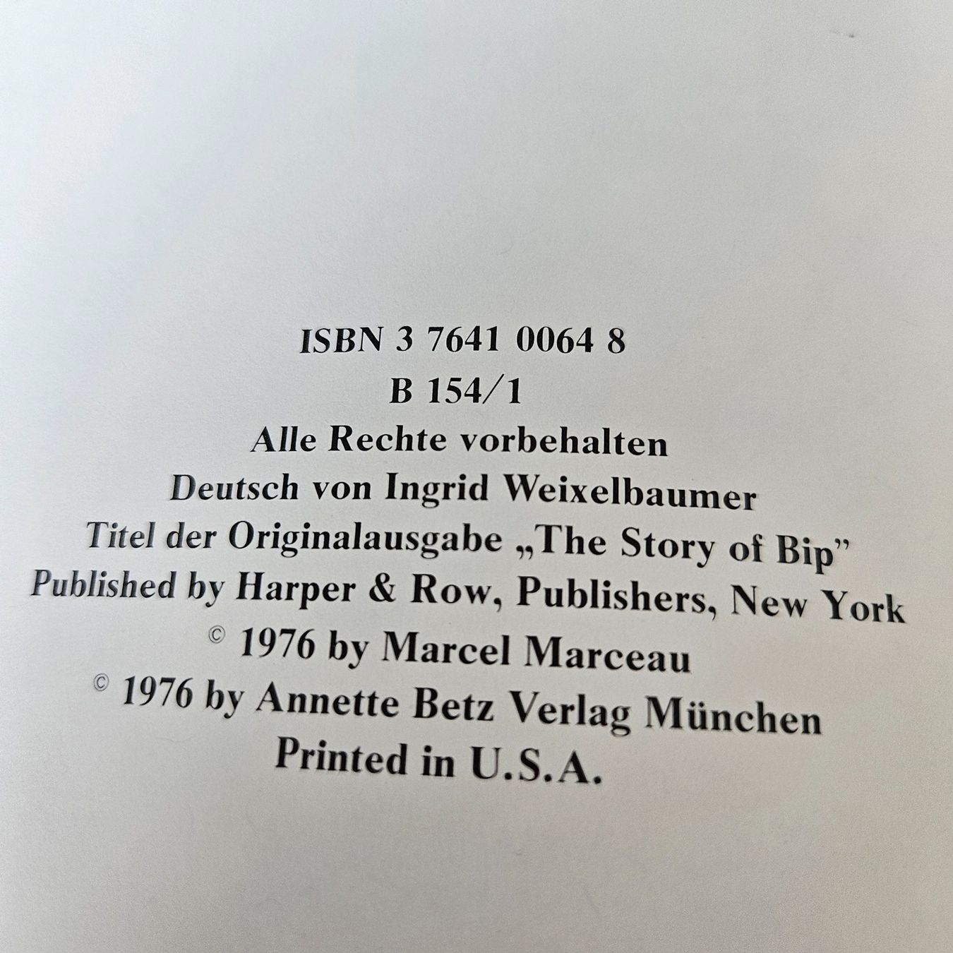 Bücher: MARCEL MARCEAU    Die Geschichte von Bip – Gebraucht aus Uster von Sonnenblume212 1