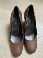 Braune Bagatt Leder Pumps mit Keilabsatz Grösse 37