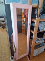 Schmuckschrank mit Spiegel, ca. 145×37 cm, rosa