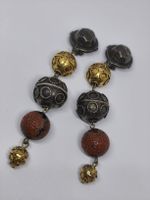 Vintage Statement Ohrclips Kugeln gold / silber/ rot 