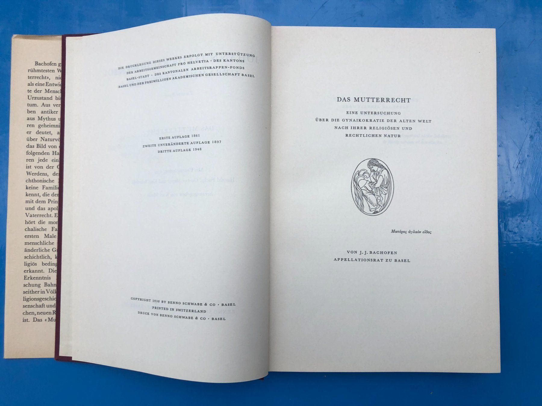 Libri: J.J. Bachofen: Das Mutterrecht. 2 Bde. – Usato da Zürich venduto da allp 4