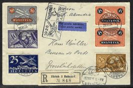 1926 Schweizer Afrikaflug nach Alexandria, R-Brief (15296)