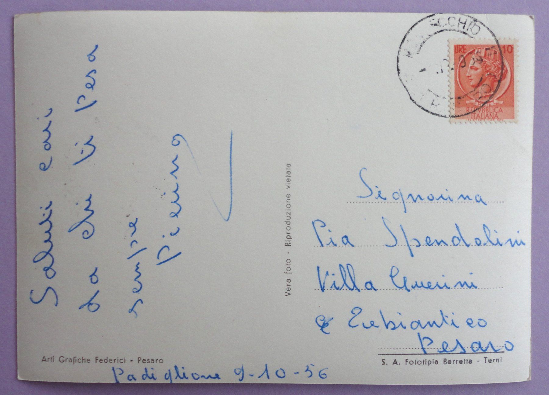 Cartoline postali: Pesaro - Panorama – Usato da Fétigny venduto da Billy2miny 1
