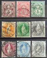 1882–1906: Chiffre & Hélvétie debout, 9 timbres O
