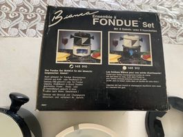 Bianca Fondue Set, Schwarz/Weiss, Vintage, Gut Zustand!