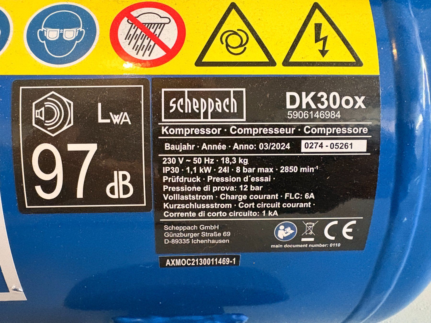 Scheppach Compresseurs: Scheppach Kompressor 24 Liter 1100 W Modell DK30ox – D'occasion à Adlikon b.Regensdf par Cappo 4