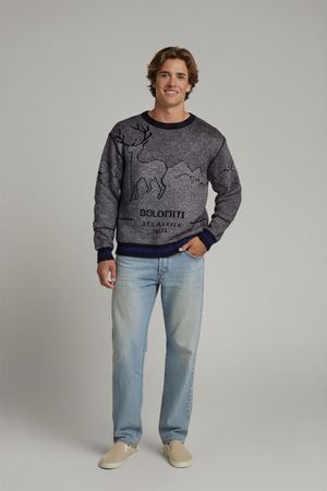 Carlo Colucci Vintage Grauer Pullover mit Bergmotiv - Größe