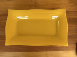 Gelbe Dekoschale aus Glas, rechteckig, ca. 35 x 24 cm