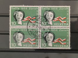 1958 Frauenkopf Viererblock Vollstempel