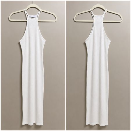 Bershka Rippkleid Weiss Grösse S 