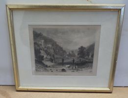Antiker Original-Stahlstich um 1835: Belgien gerahmt