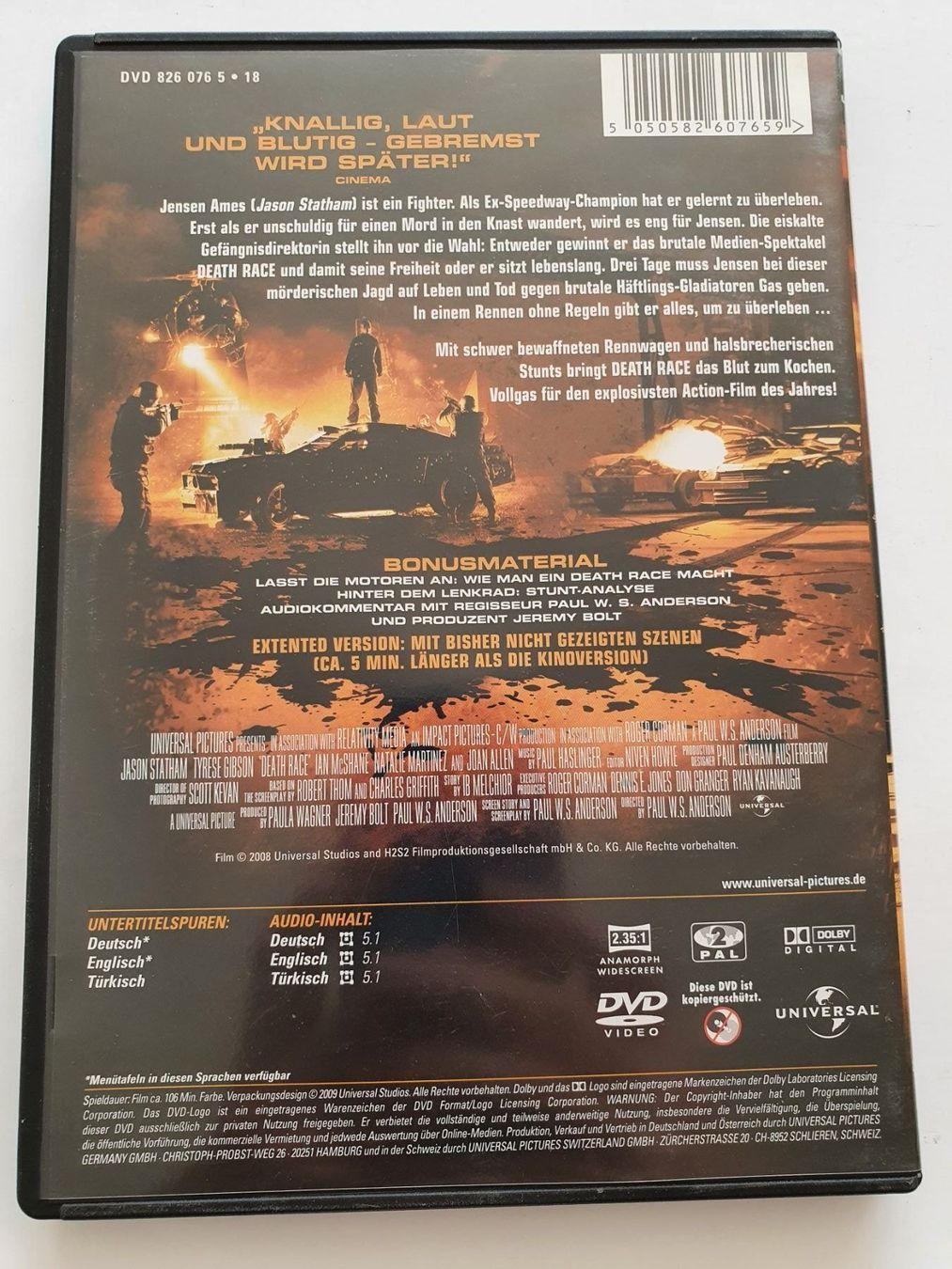 Alle DVDs: Death Race mit Jason Statham – Gebraucht aus Oberdorf BL von BaldenEagle 1