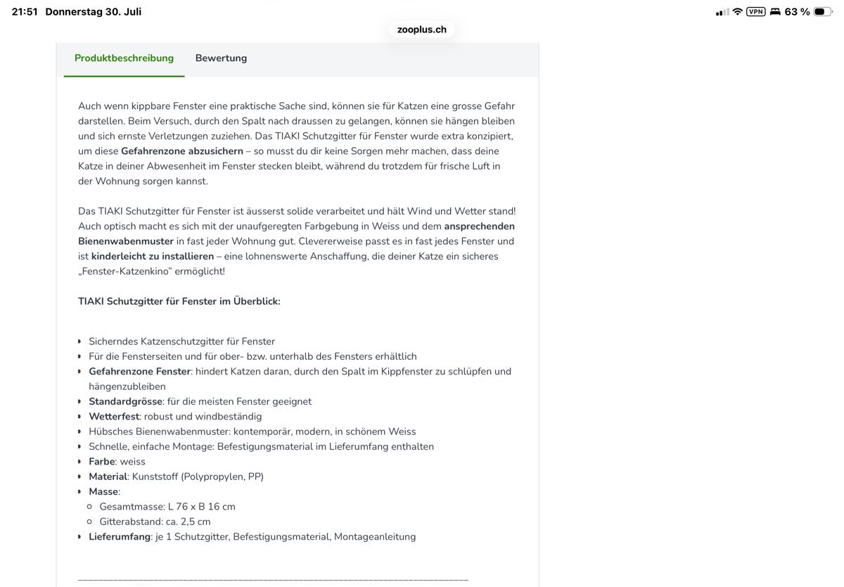 Griglie e Inferriate: Schutzgitter Fenster – Nuovo e nell'imballaggio originale da Horgen venduto da Spikystar13 3