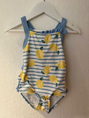 Monsoon lemon swimsuit in blue/white – 12 – 18 months.