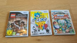 3 Nintendo Wii Spiele: LEGO, de Blob und MySims Kingdom