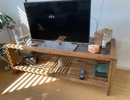 Table basse bois et verre style asiatique  bon état