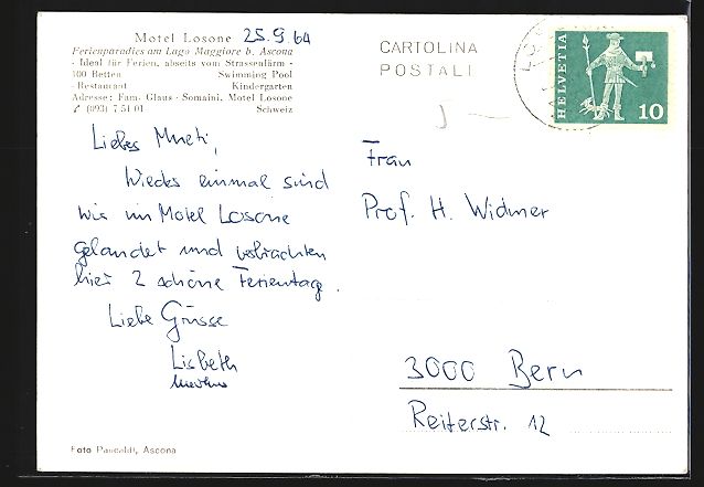 Cartoline postali: Losone, Motel Losone, Ferienparadies am  – Usato da Berlin venduto da bartko-reher 1