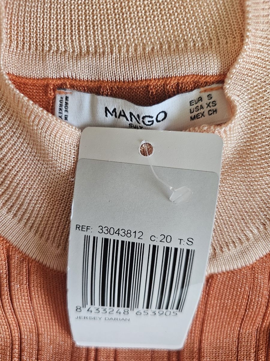 Mango Top: Pull MANGO «XS» côtelé orange et rose clair – Nuovo e nell'imballaggio originale da Henniez venduto da jcf_6rzc 2