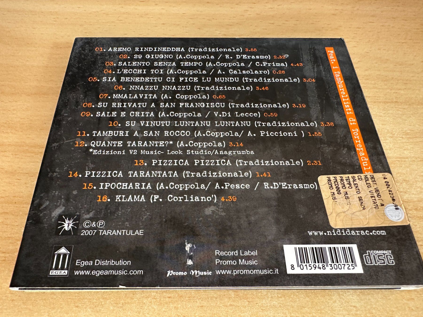 CD: Nidi D'arac - Salento Senza Tempo – Usato da Rikon im Tösstal venduto da Alpenmutz 1