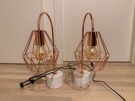 2 lampes de chevet design cuivre et marbre, parfait état