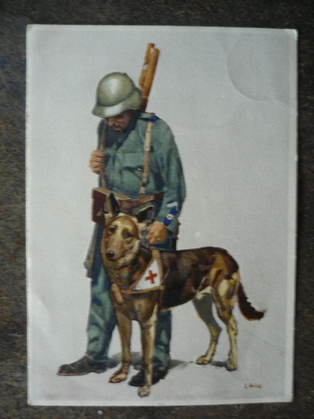 Cartoline postali: Postkarte Bundesfeier 1937 / Militär mit Hund – Usato da Langnau i. E. venduto da Laendu7000