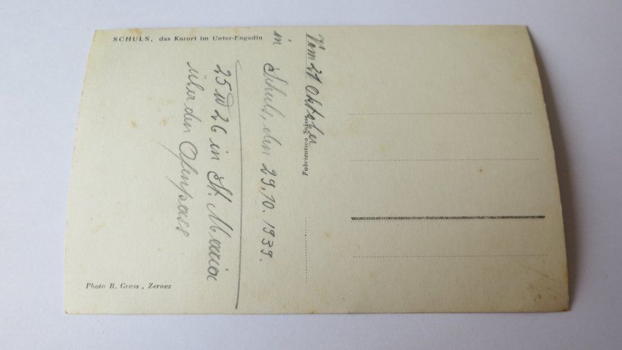Cartoline postali: Schuls / GR - Das Kurort im Unter-Engadin - 1939 – Usato da Jona venduto da centumprata 1