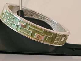 SYLArmreif Armband Armspange MintGrün Cloisonne Emaille