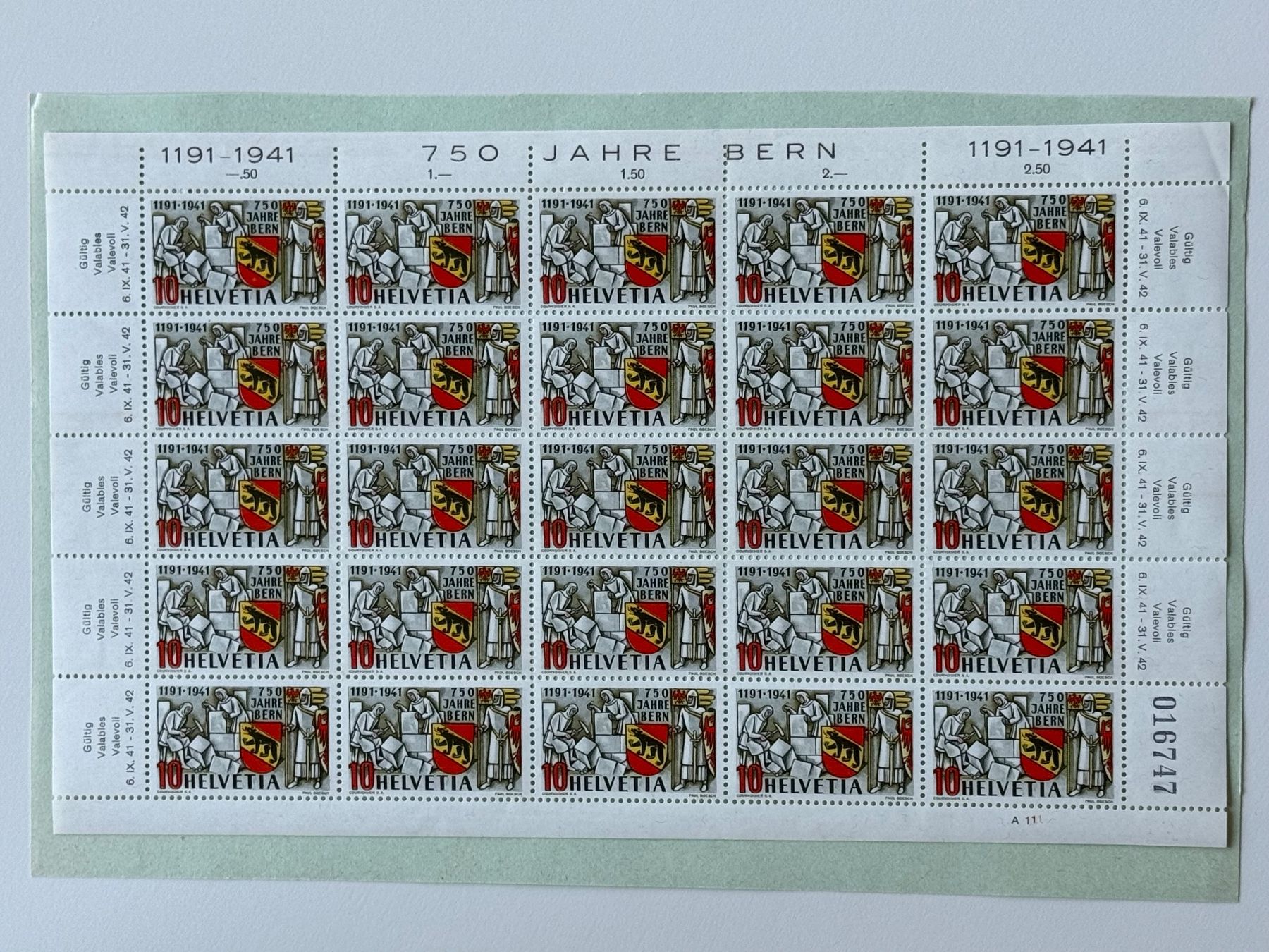 Tutti i francobolli: 253, Bogen, Rückseite **, Druckverschiebung, Spinne, etc – Usato da Aarau venduto da hilde47