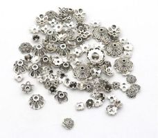 150 Stück silberfarbene End-Caps, Spacer Bead Caps 4-15mm